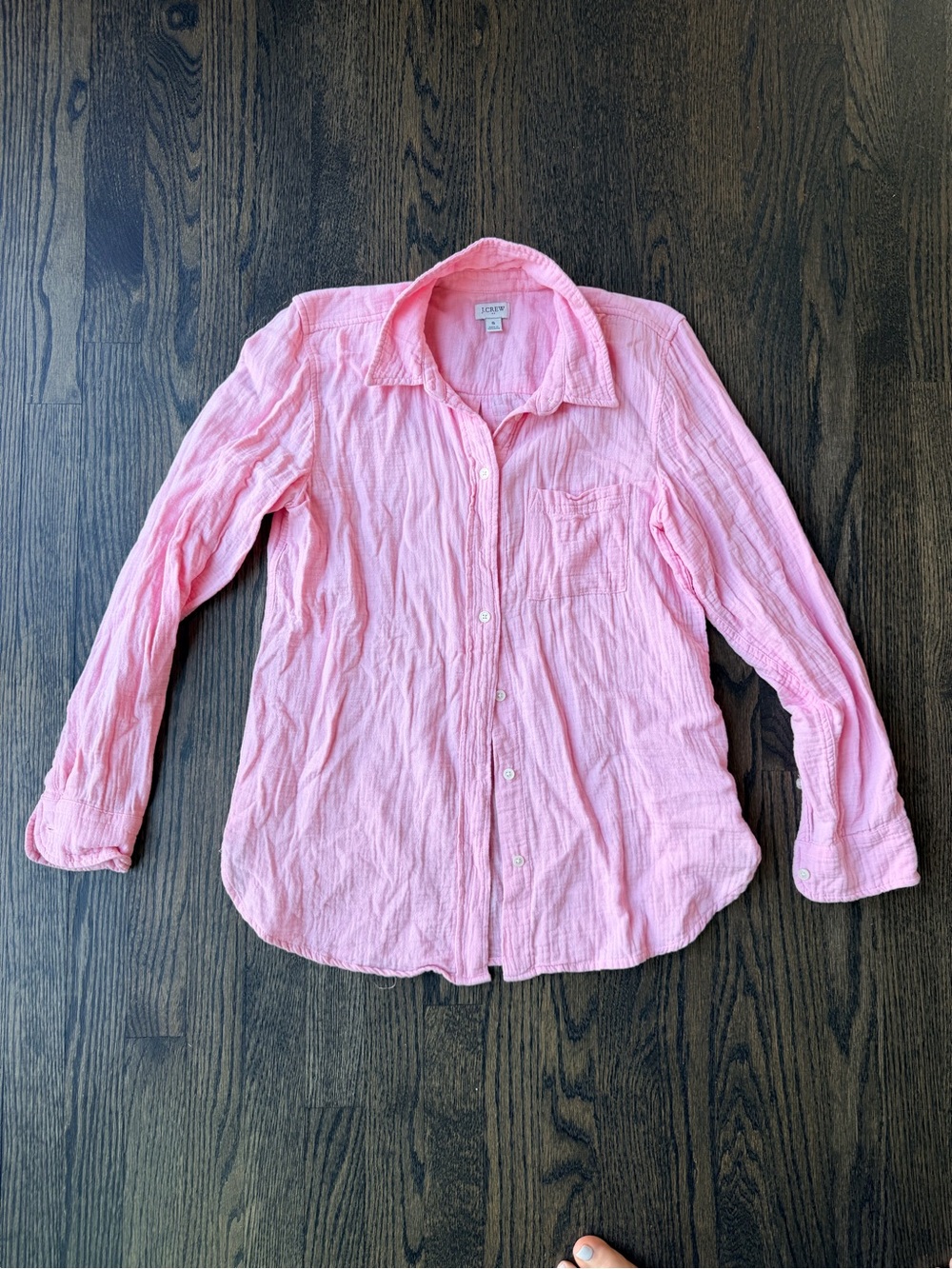 J. Crew Pink gauze Cotton Button-Front Shirt